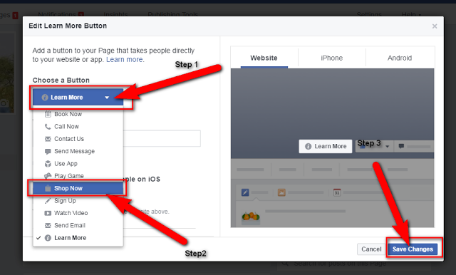 how to add shop now to facebook page